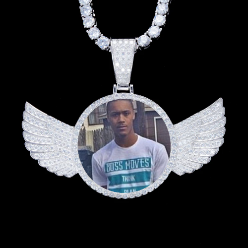 925S & VVS Moissanite 3D Wing Custom Picture Pendant