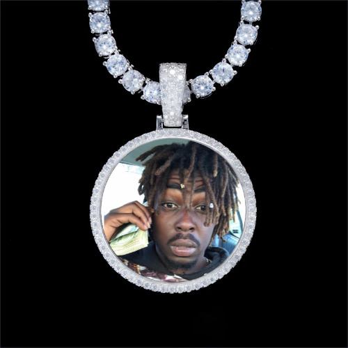 925S & VVS Moissanite 3D Circle Custom Picture Pendant