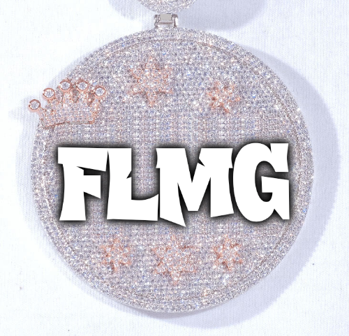 CUSTOM LETTER NECKLACE 3D BIG CROWN DISC