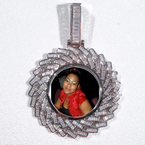 Large 3D Baguette Custom Picture Pendant