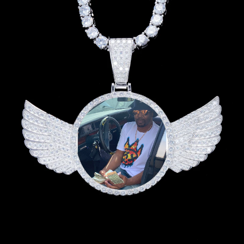 925S & VVS Moissanite 3D Wing Custom Picture Pendant