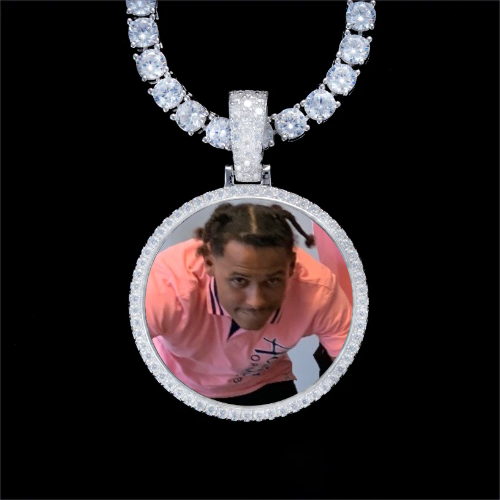 925S & VVS Moissanite 3D Circle Custom Picture Pendant