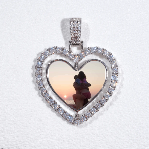 3D Spinning 2-Faced Heart Custom Picture Pendant