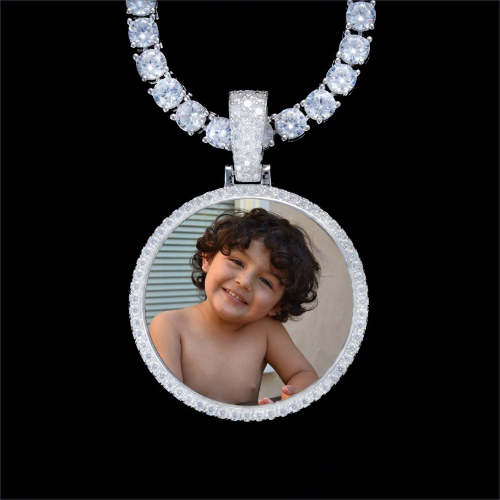 925S & VVS Moissanite 3D Circle Custom Picture Pendant