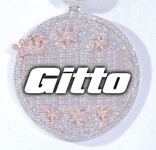 CUSTOM LETTER NECKLACE 3D BIG CROWN DISC