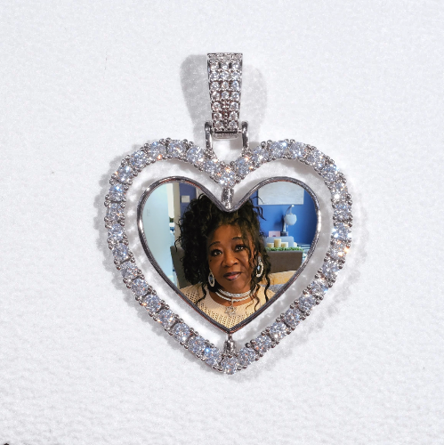 3D Spinning 2-Faced Heart Custom Picture Pendant