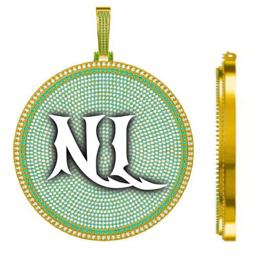 CUSTOM LETTER NECKLACE 3D BIG DISC