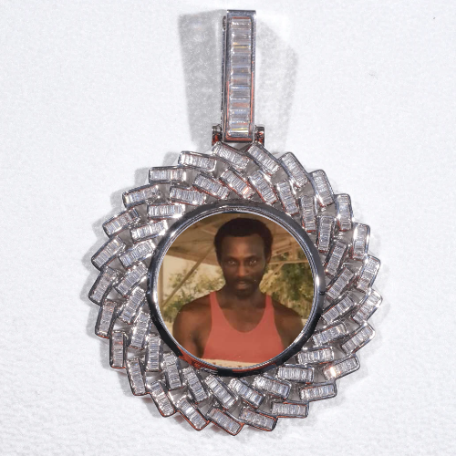Large 3D Baguette Custom Picture Pendant