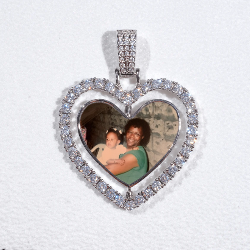 3D Spinning 2-Faced Heart Custom Picture Pendant