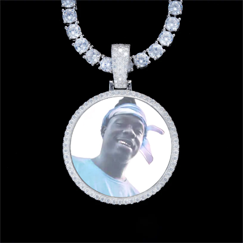 925S & VVS Moissanite 3D Circle Custom Picture Pendant