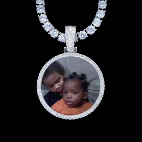 925S & VVS Moissanite 3D Circle Custom Picture Pendant