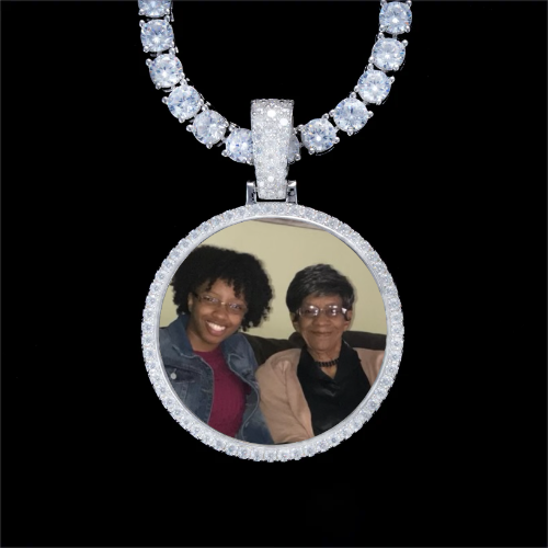 925S & VVS Moissanite 3D Circle Custom Picture Pendant