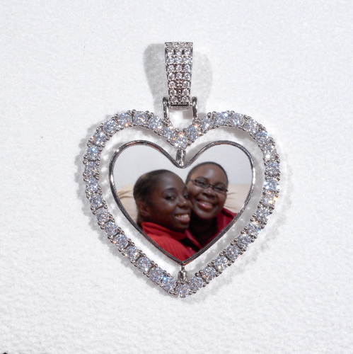 3D Spinning 2-Faced Heart Custom Picture Pendant