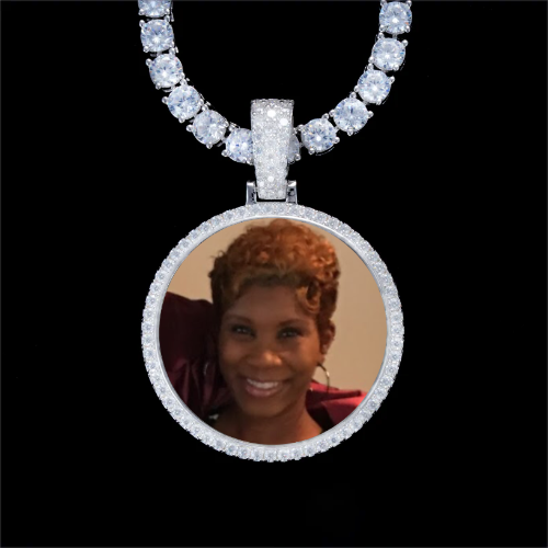 925S & VVS Moissanite 3D Circle Custom Picture Pendant