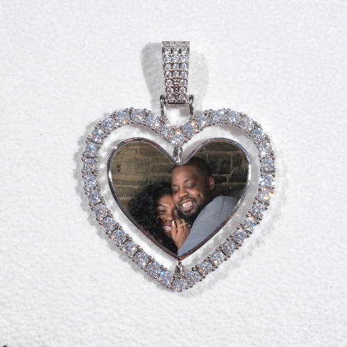 3D Spinning 2-Faced Heart Custom Picture Pendant