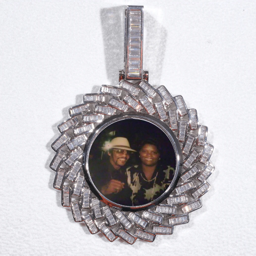 Large 3D Baguette Custom Picture Pendant