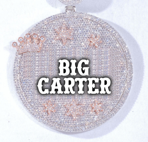 CUSTOM LETTER NECKLACE 3D BIG CROWN DISC