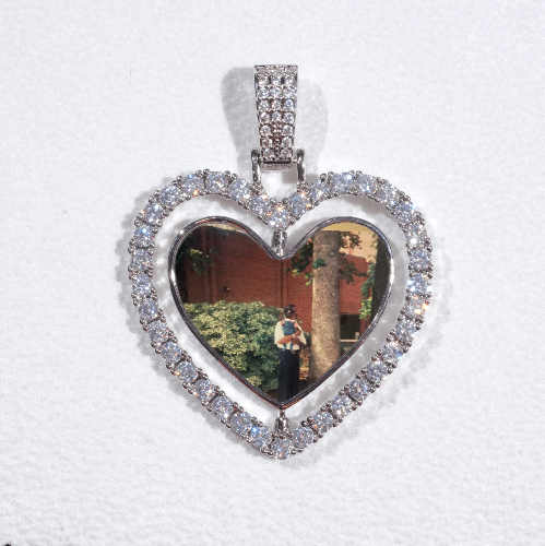3D Spinning 2-Faced Heart Custom Picture Pendant