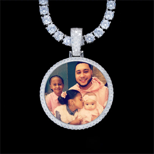 925S & VVS Moissanite 3D Circle Custom Picture Pendant