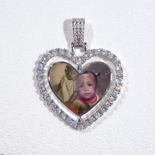 3D Spinning 2-Faced Heart Custom Picture Pendant