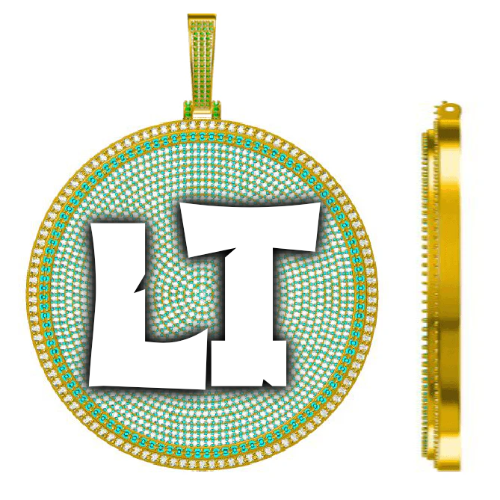 CUSTOM LETTER NECKLACE 3D BIG DISC