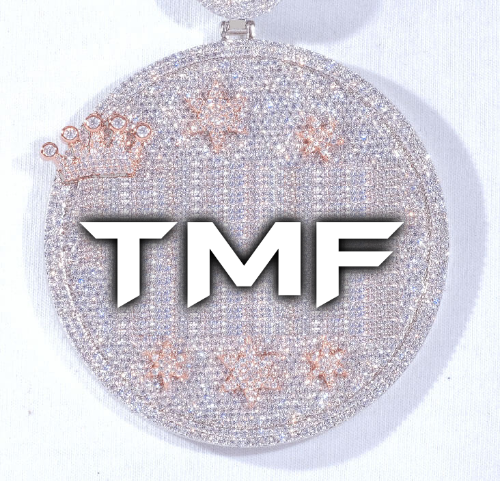 CUSTOM LETTER NECKLACE 3D BIG CROWN DISC
