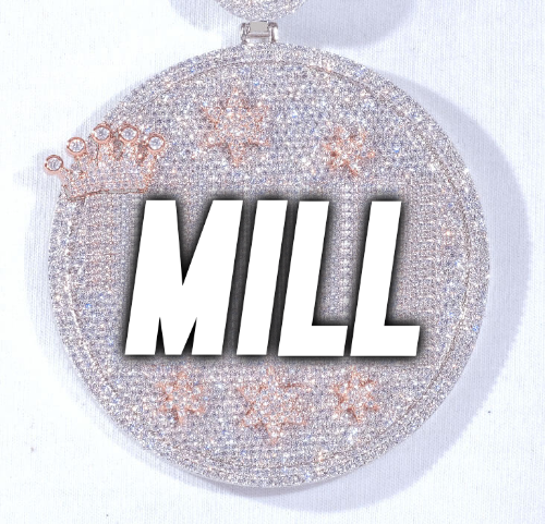 CUSTOM LETTER NECKLACE 3D BIG CROWN DISC