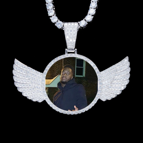 925S & VVS Moissanite 3D Wing Custom Picture Pendant