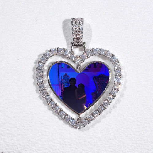 3D Spinning 2-Faced Heart Custom Picture Pendant
