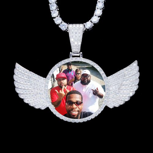 925S & VVS Moissanite 3D Wing Custom Picture Pendant