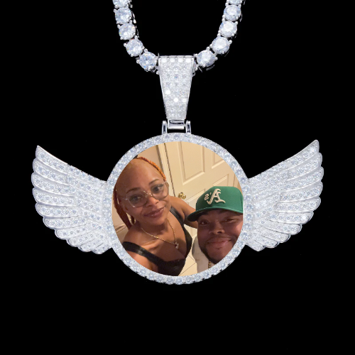925S & VVS Moissanite 3D Wing Custom Picture Pendant