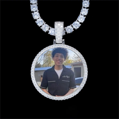 925S & VVS Moissanite 3D Circle Custom Picture Pendant