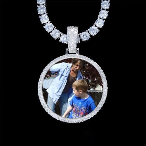 925S & VVS Moissanite 3D Circle Custom Picture Pendant