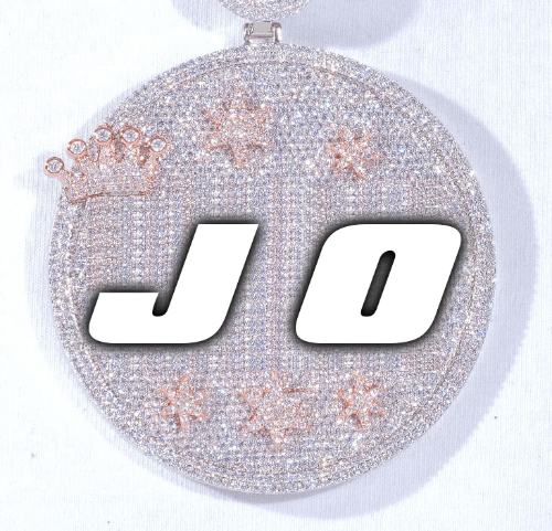 CUSTOM LETTER NECKLACE 3D BIG CROWN DISC
