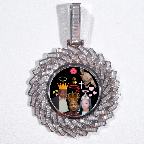 Large 3D Baguette Custom Picture Pendant