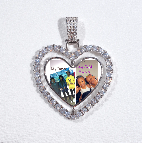 3D Spinning 2-Faced Heart Custom Picture Pendant
