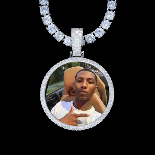 925S & VVS Moissanite 3D Circle Custom Picture Pendant