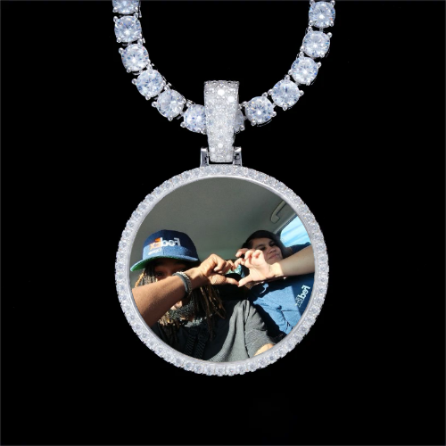 925S & VVS Moissanite 3D Circle Custom Picture Pendant
