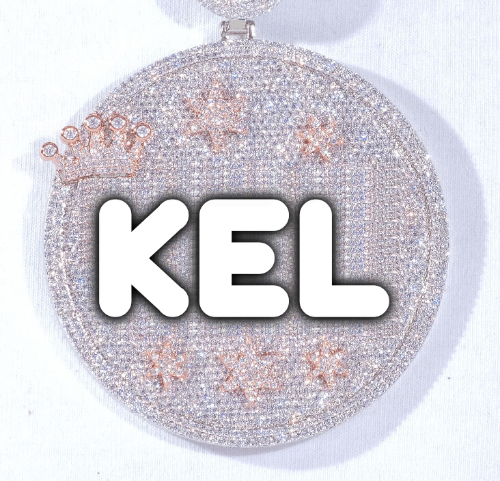 CUSTOM LETTER NECKLACE 3D BIG CROWN DISC