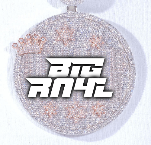CUSTOM LETTER NECKLACE 3D BIG CROWN DISC