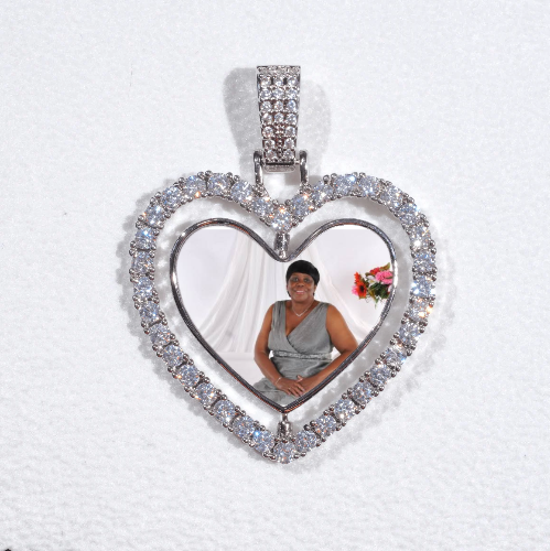 3D Spinning 2-Faced Heart Custom Picture Pendant