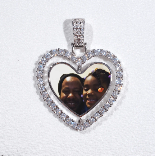 3D Spinning 2-Faced Heart Custom Picture Pendant