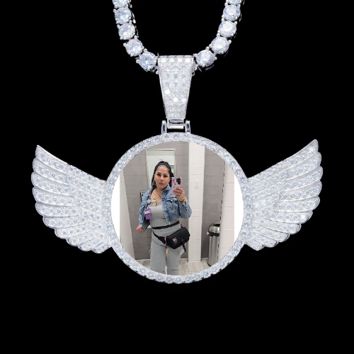 925S & VVS Moissanite 3D Wing Custom Picture Pendant