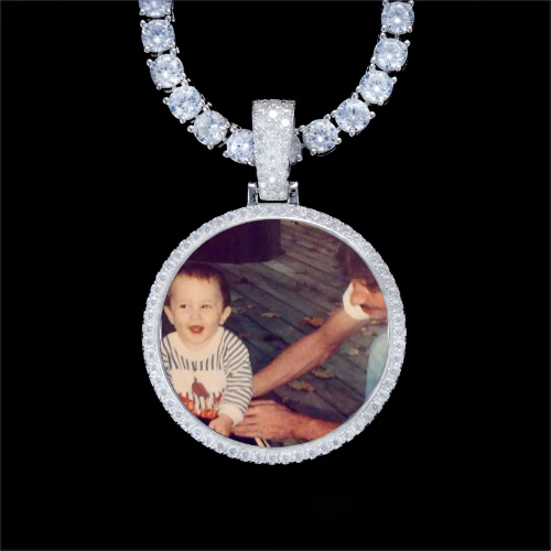 925S & VVS Moissanite 3D Circle Custom Picture Pendant