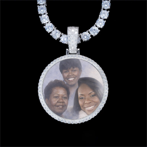 925S & VVS Moissanite 3D Circle Custom Picture Pendant
