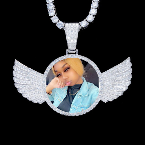 925S & VVS Moissanite 3D Wing Custom Picture Pendant