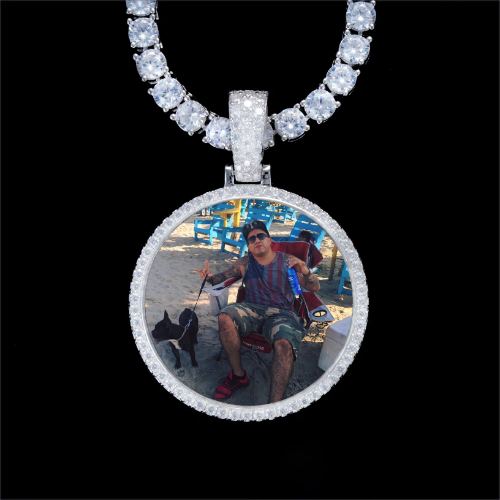 925S & VVS Moissanite 3D Circle Custom Picture Pendant