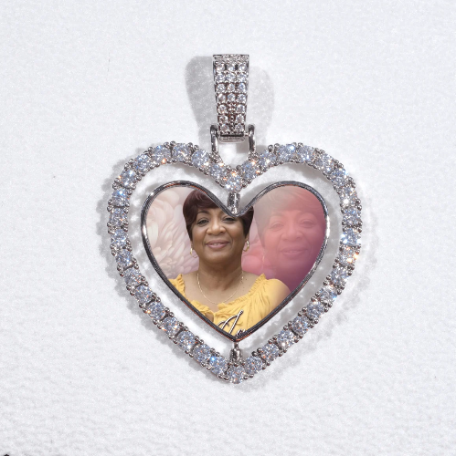 3D Spinning 2-Faced Heart Custom Picture Pendant