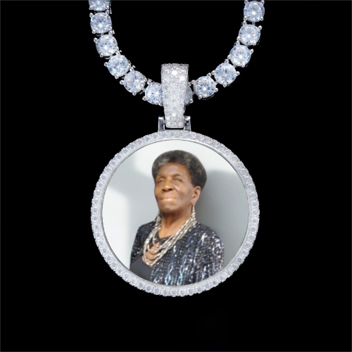 925S & VVS Moissanite 3D Circle Custom Picture Pendant