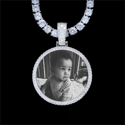 925S & VVS Moissanite 3D Circle Custom Picture Pendant